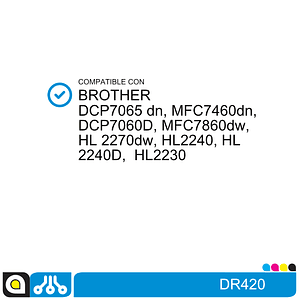 Tambor DR420 Compatible con:  Brother DCP 7065 dn, 7060D, MFC 7460dn, 7860dw, HL 2240D