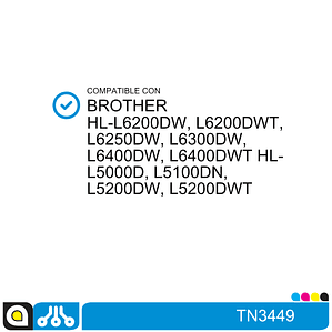 Toner TN3449 Compatible con:  Brother HL-L6200DW, L6400DW, L6900DW, L6700DW, L5100DN