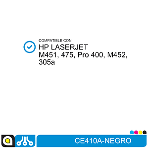 Toner CE410A Compatible con:  HP Laserjet M451, 475, Pro 400, M452, 305a