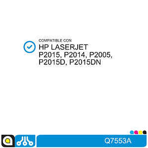 Toner Q7553A Compatible con:  HP Laserjet P2015, P2014, P2005, P2015D, P2015DN