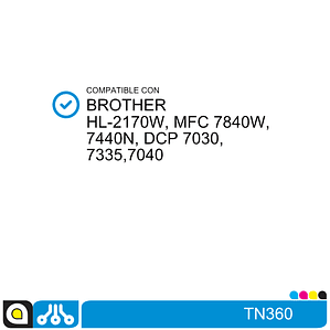 Toner TN360 Compatible con:  Brother HL-2170W, MFC 7840W, 7440N, DCP 7030, 7335 ,7040