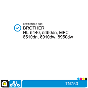 Toner TN750 Compatible con:  Brother HL-5440, 5450dn, MFC-8510dn, 8910dw, 8950dw