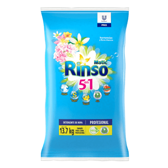 DETERGENTE POLVO RINSO MATIC UNILEVER 13.7 KG X 1 UN