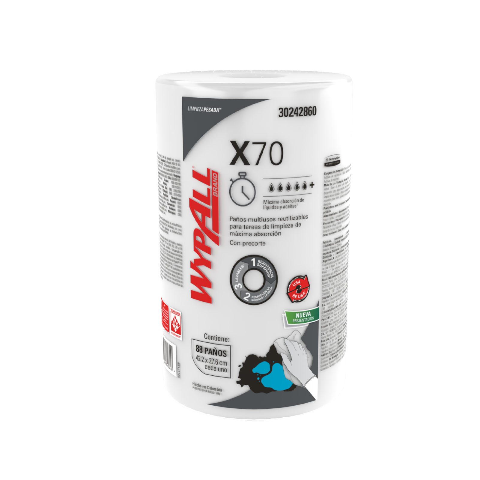 TOALLA INDUSTRIAL WYPALL X-70 REG ROLL PP 1X88 HJ