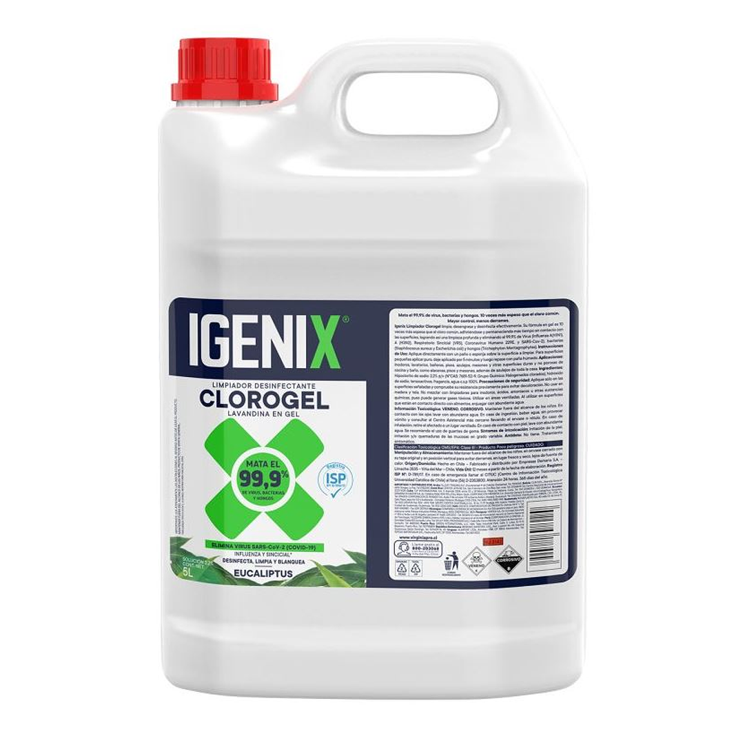 LIMPIADOR DESINFECTANTE CLORO GEL EUCALIPTUS IGENIX 5LT 1
