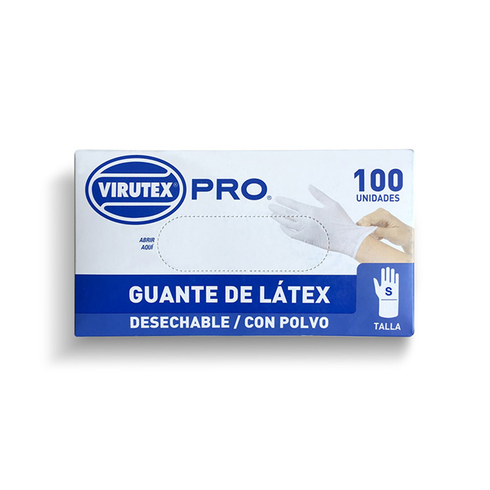 GUANTE LATEX C/POLVO BLANCO T/S VTX PRO X 100 UN 1