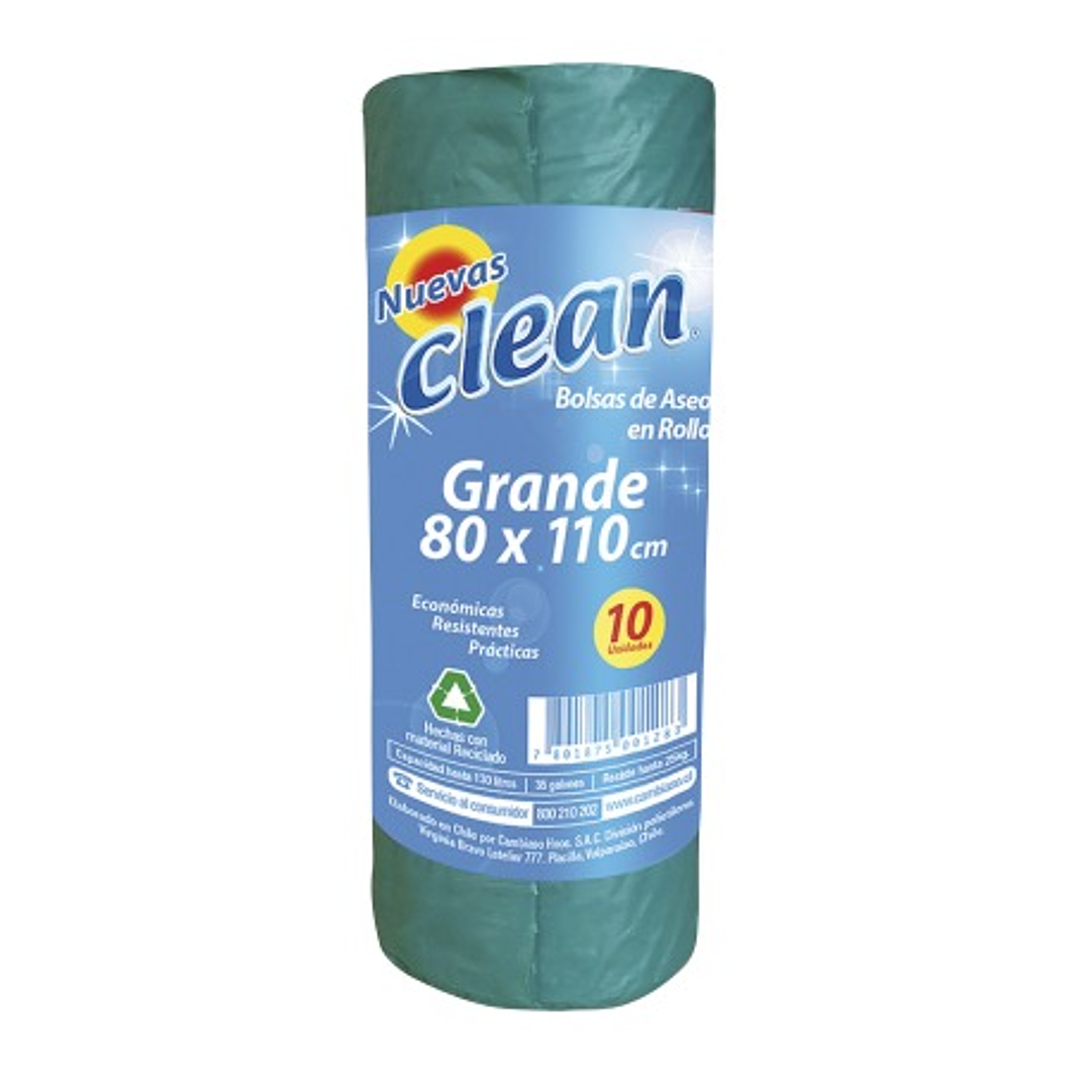 BOLSA BASURA 80 X 110 X  ROLLO X 10 UND CLEAN  1