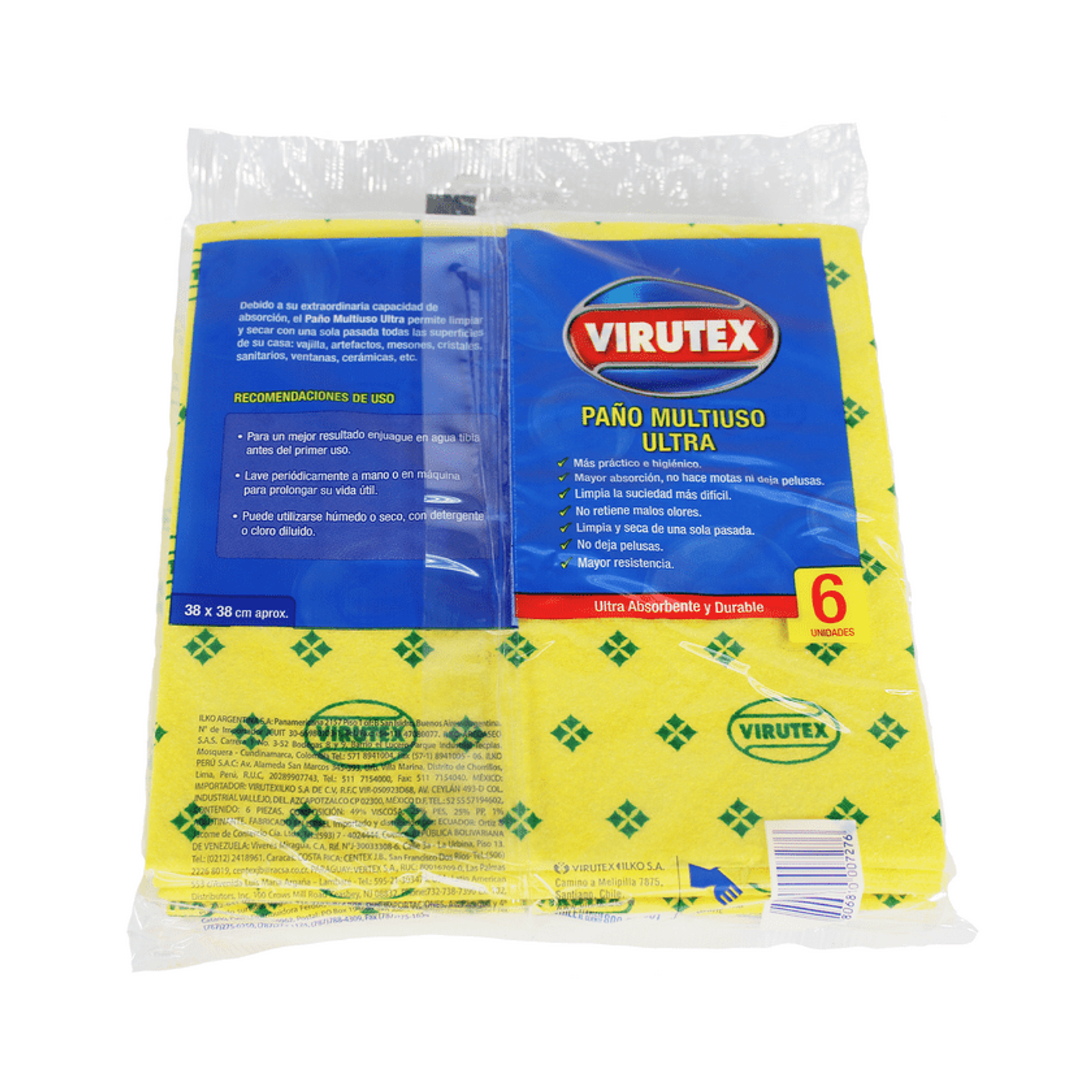 PANO ABSORBENTE MULTIUSO RESISTENTE AL CLORO UN 1