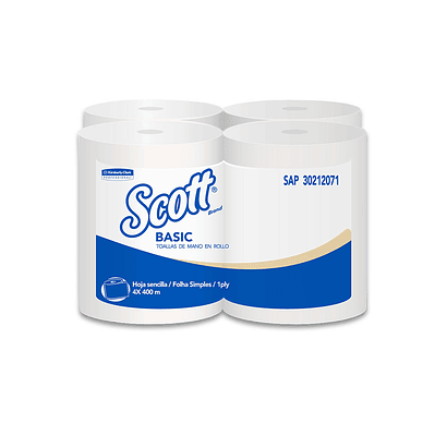 TOALLA PAPEL SCOTT BASIC 400 MT X 4 UN