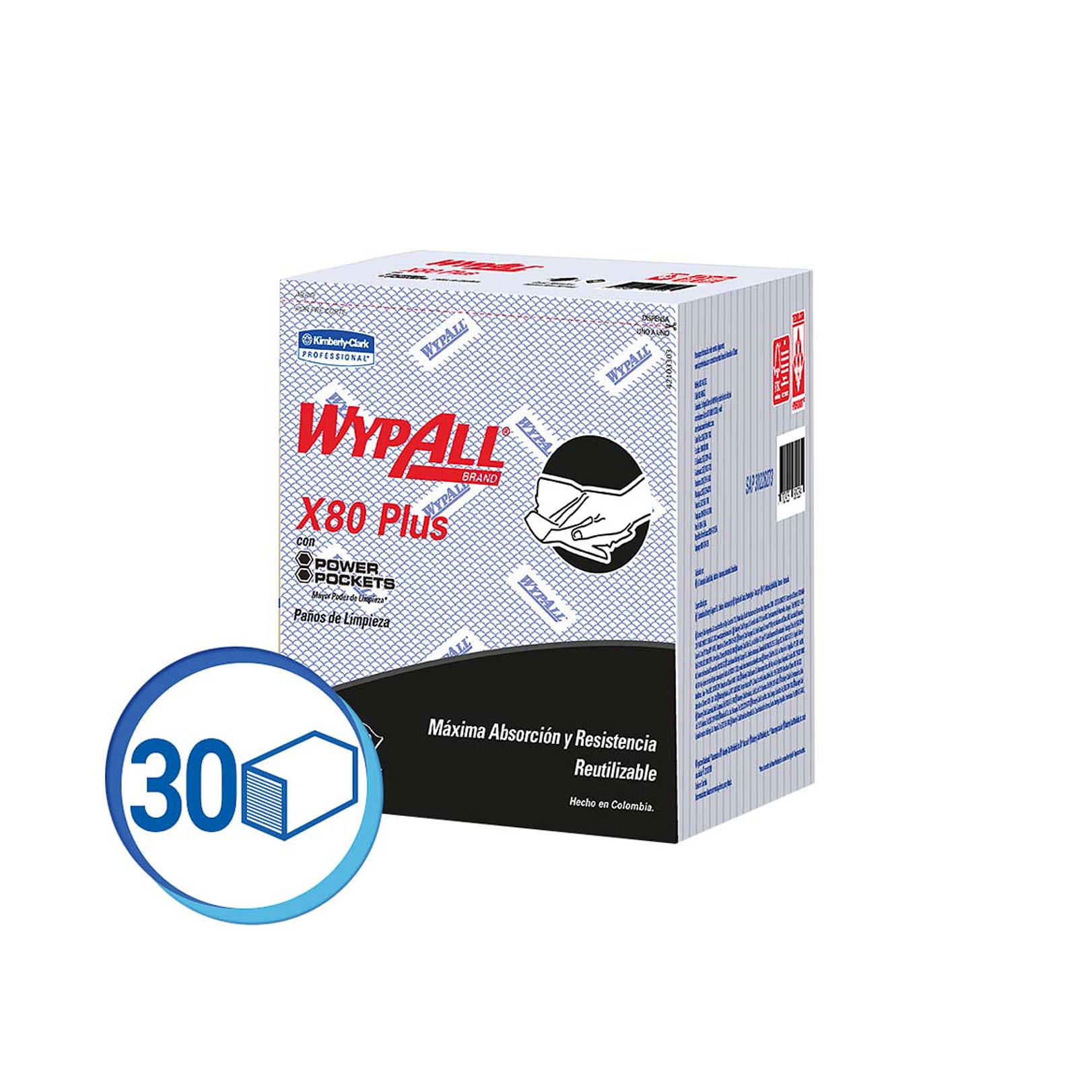 PANO INDUSTRIAL WYPALL X-80 INFOLD AZUL X 30 UN 1