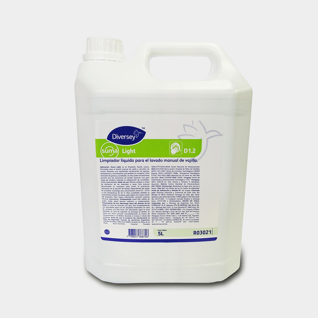 LIMPIADOR LIQUIDO LAVADO MANUAL VAJILLA SUMA LIGHT 5 LT 1