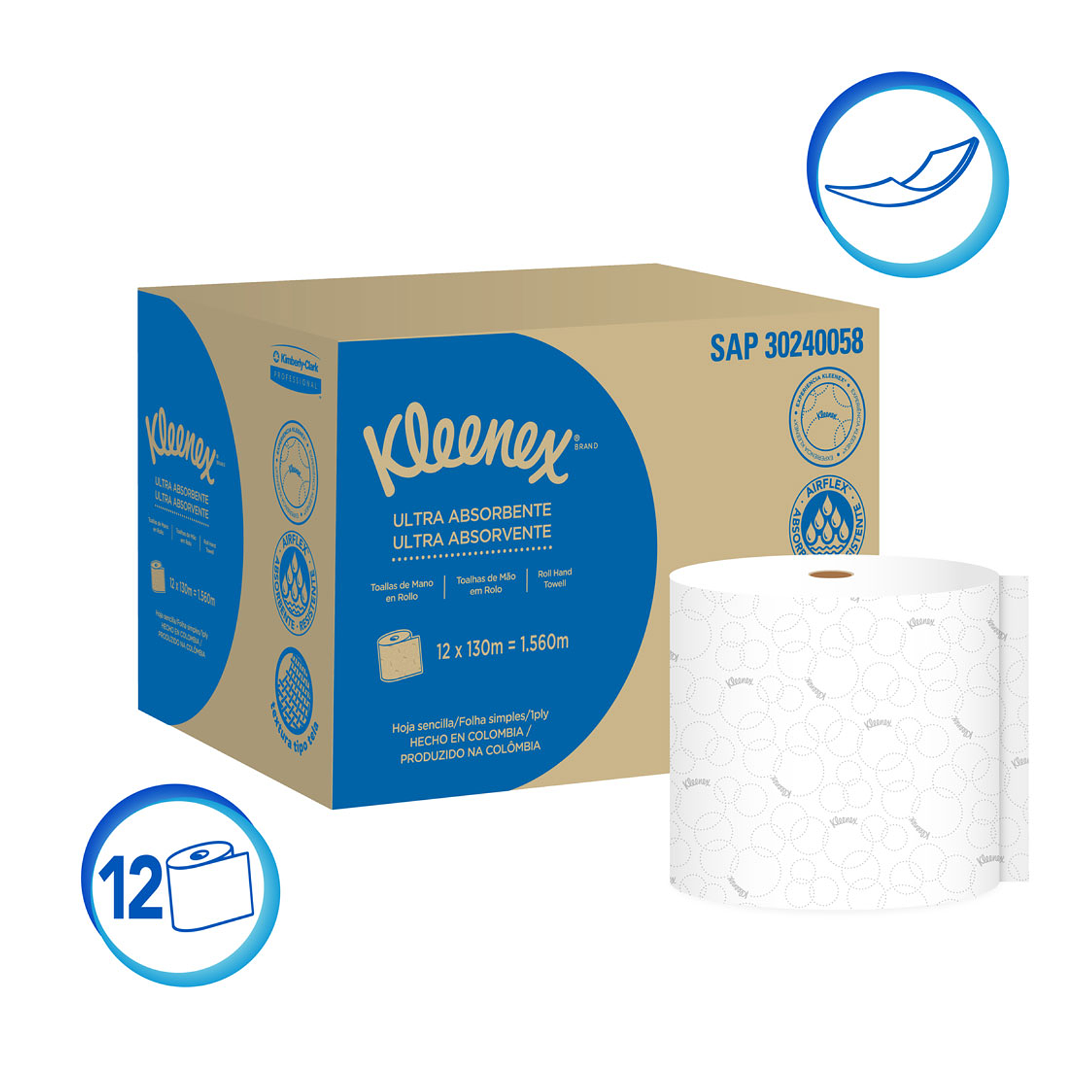 TOALLA PAPEL JUMBO KLEENEX 130 MT X 12 UN 1