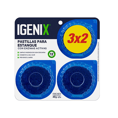 PASTILLA ESTANQUE AZUL IGENIX 48 GR X 3 UN
