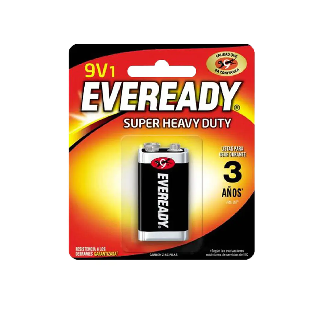 BATERIA 9V EVEREADY EXTRA DURACION NEGRA ECONOMICA X 1 UN 1