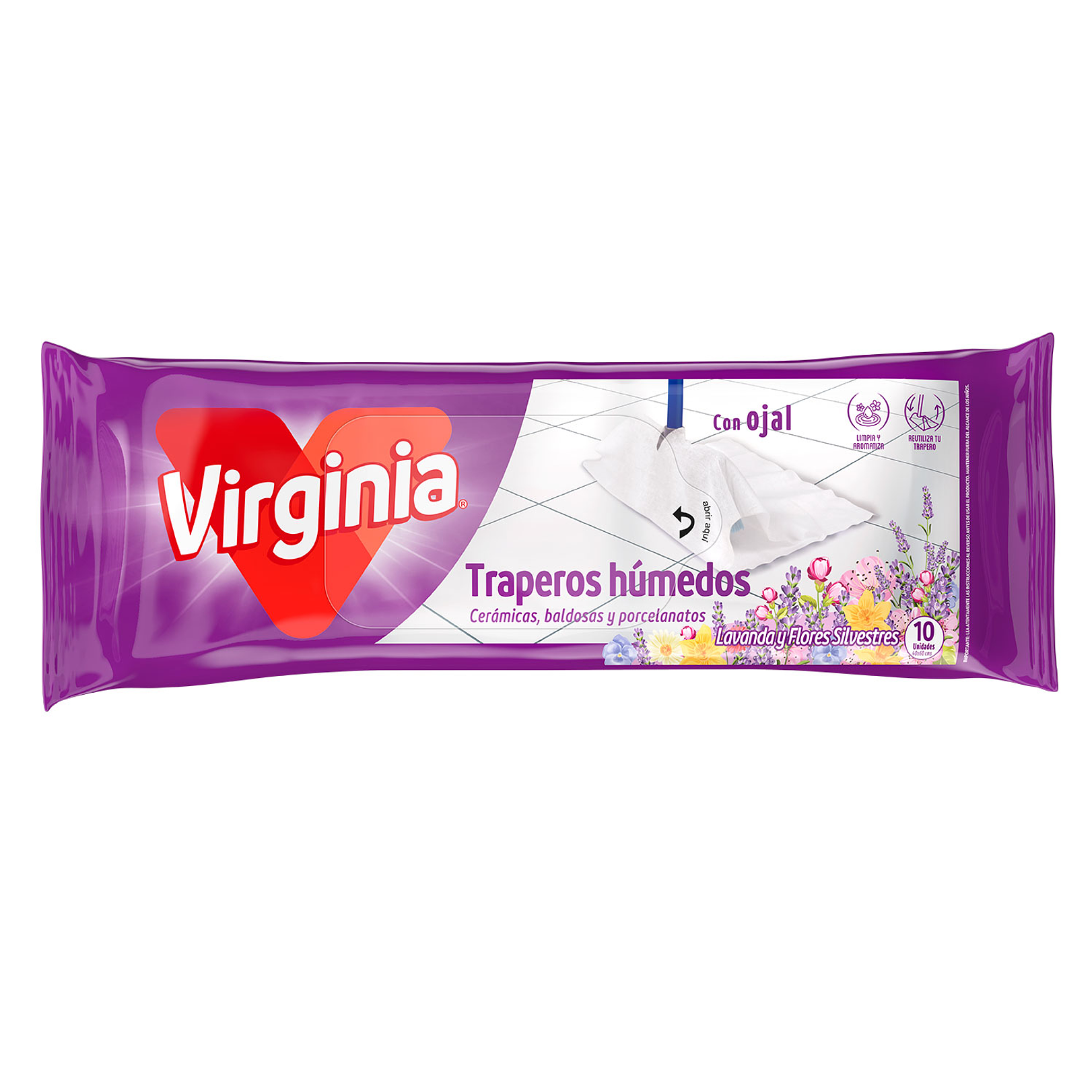 TRAPERO HUMEDO PISO MULTIUSO VIRGINIA LAVANDA X 10 UN 1