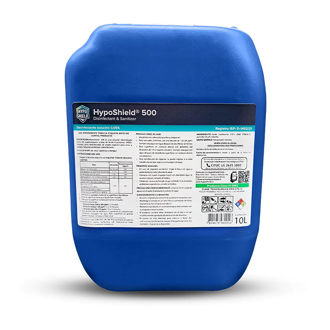 HYPOSHIELD ACIDO HIPOCLOROSO 500 10 LT X 1 UN 1