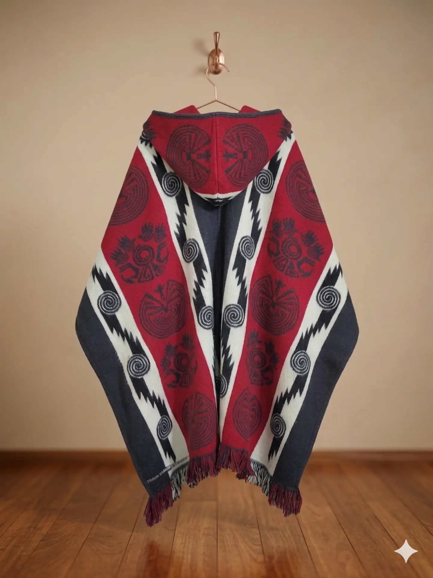 PONCHO TRIBAL ROJO (ALPACA) 2
