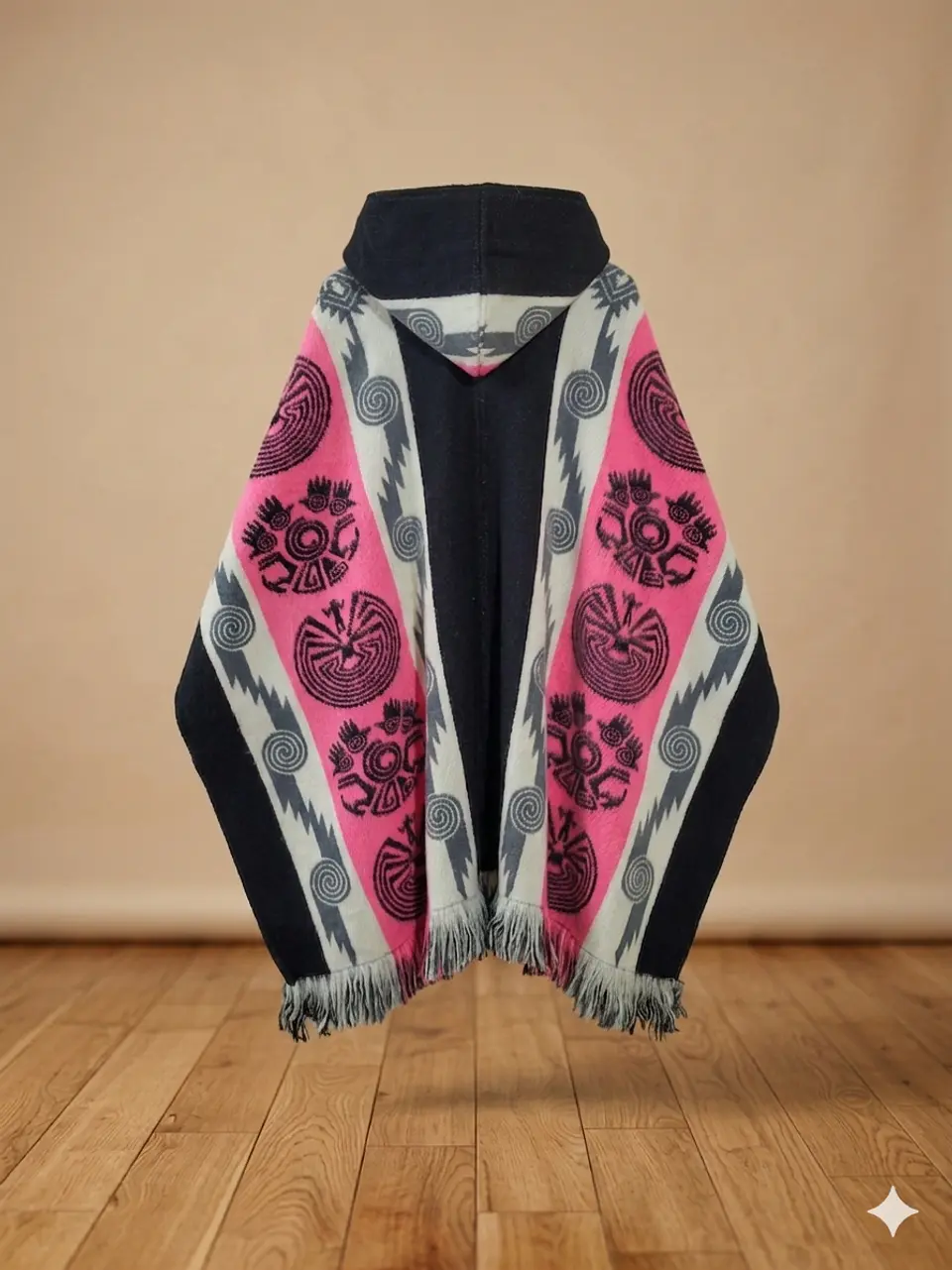 PONCHO TRIBAL ROSADO (ALPACA) 2
