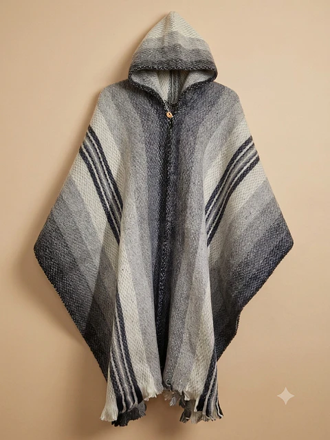 PONCHO DE LANA (FRANJAS OSCURAS)