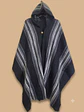 PONCHO DE LANA OSCURO  (FRANJAS BLANCO) - Miniatura 1