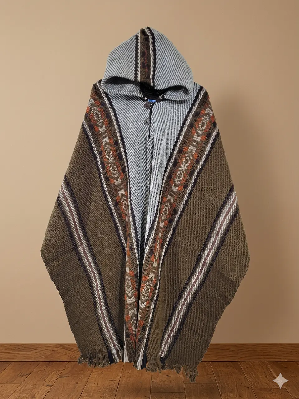 PONCHO DE LANA COQUEADO CHOCOLATE 1