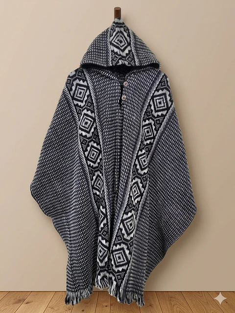 PONCHO DE LANA COQUEADO CEBRA