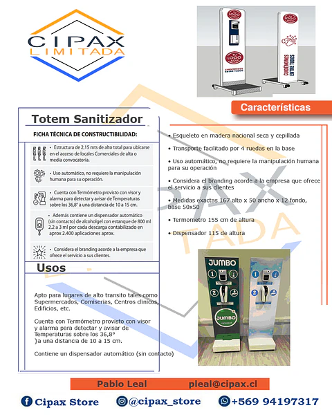 TOTEM TEMPERATURA Y ALCOHOL GEL 