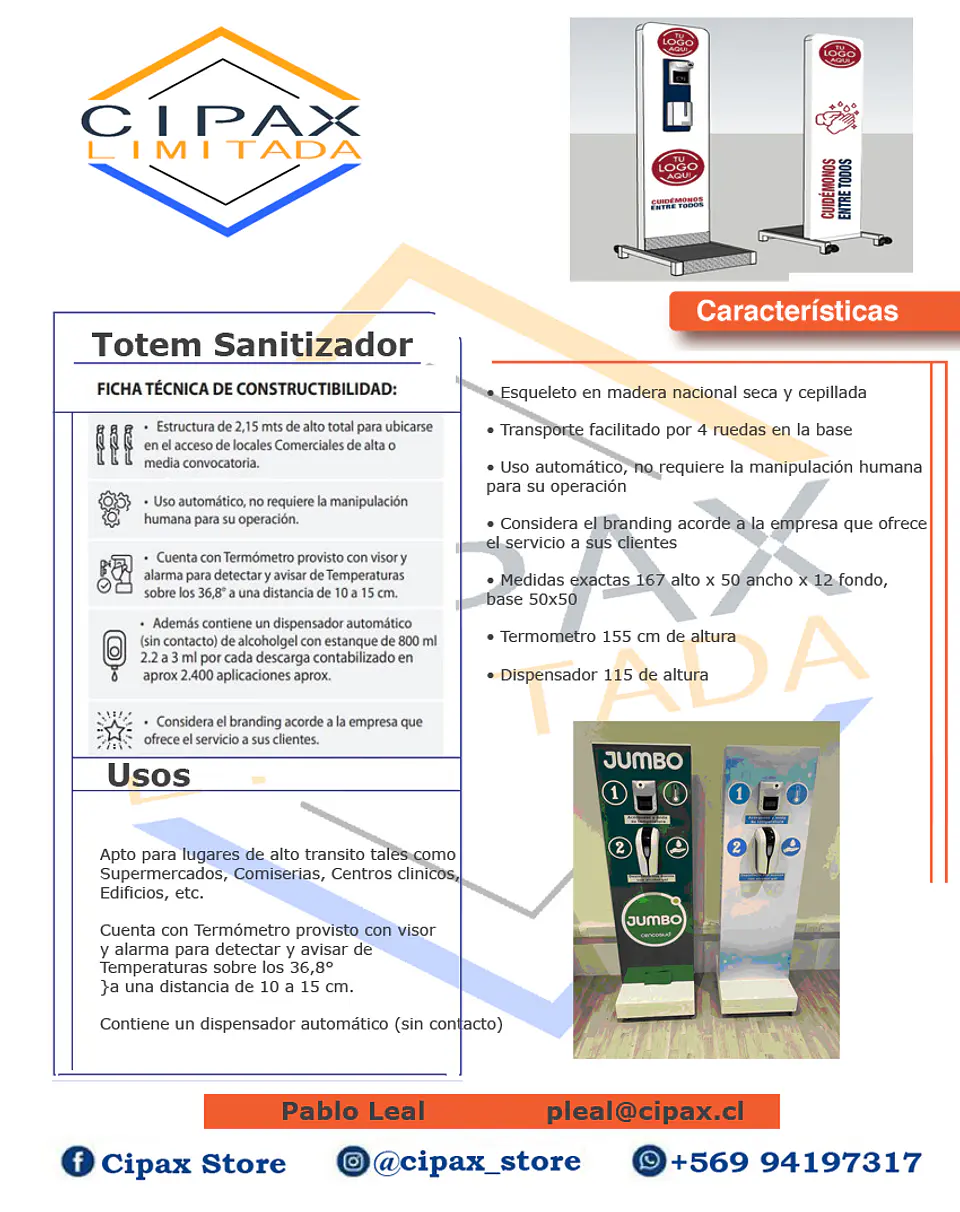 TOTEM TEMPERATURA Y ALCOHOL GEL  1