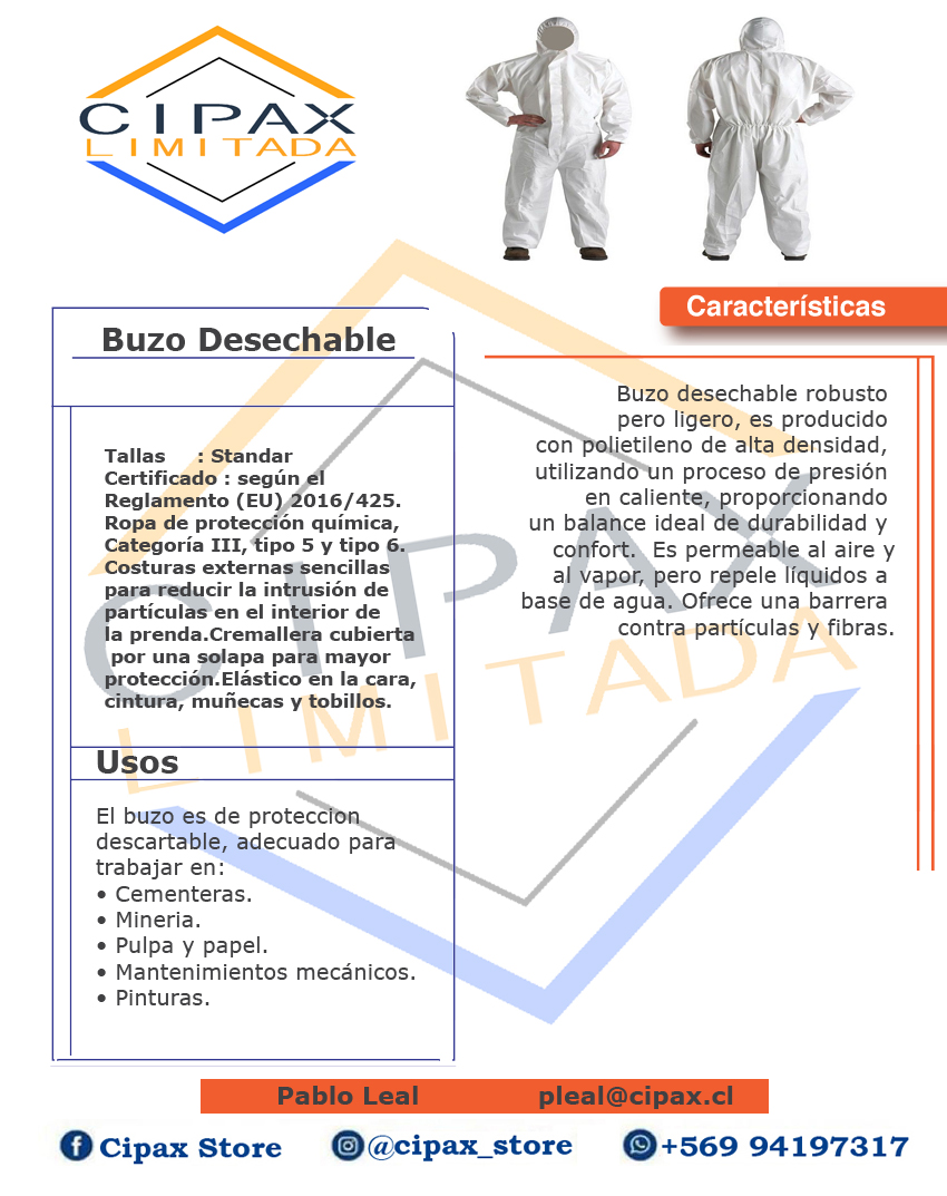 Overol Desechable Polipropileno blanco