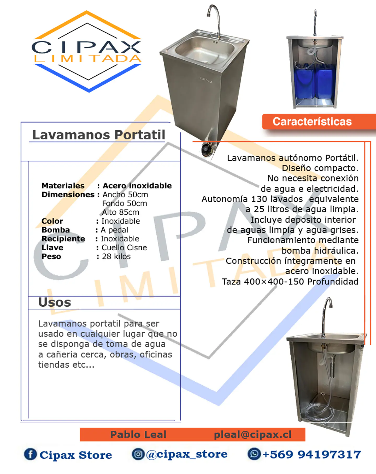 LAVAMANOS PORTATIL DE ACERO INOXIDABLE 2
