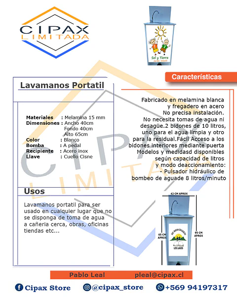 LAVAMANOS PORTATIL DE PARVULOS 