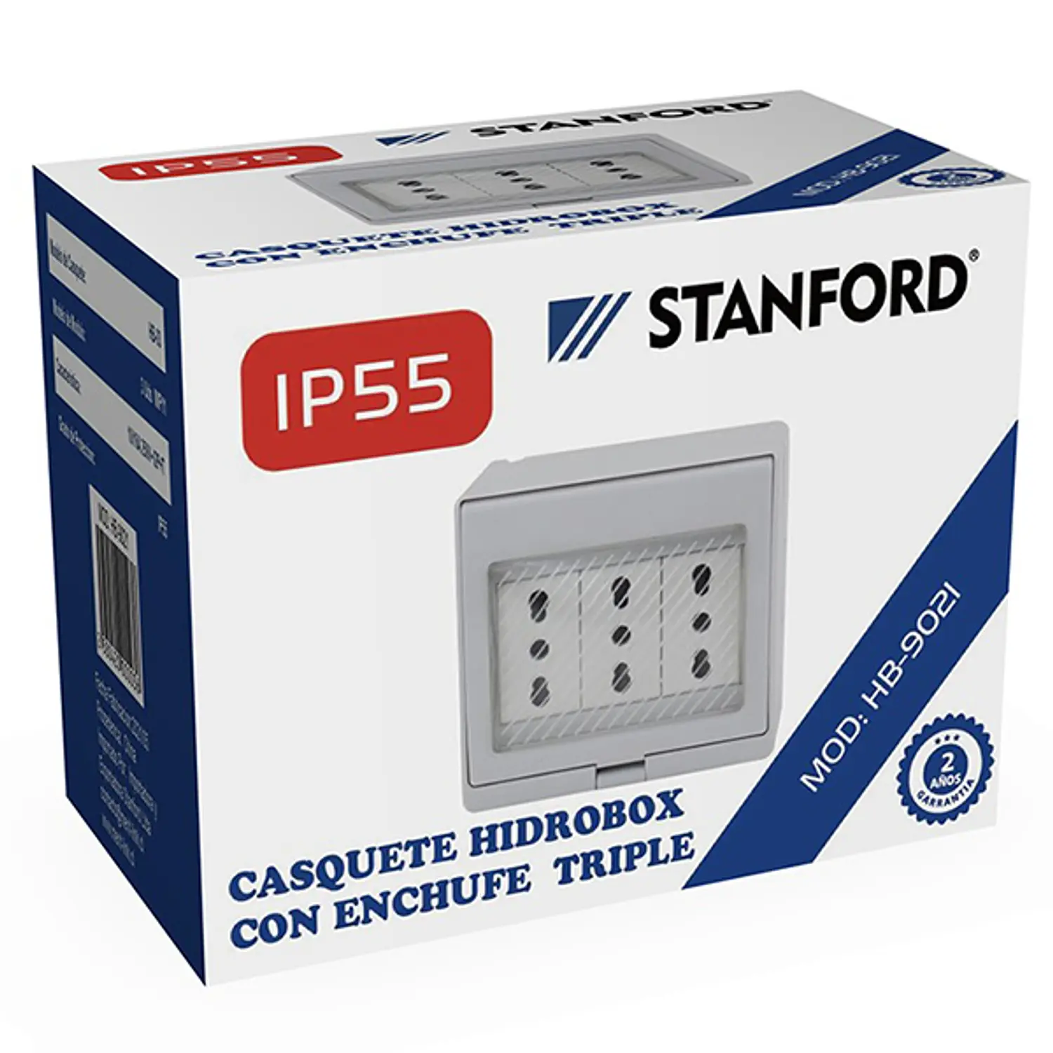 Enchufe Tomacorriente Hidrobox Embutido Triple 10/16A 250V IP55 - Stanford