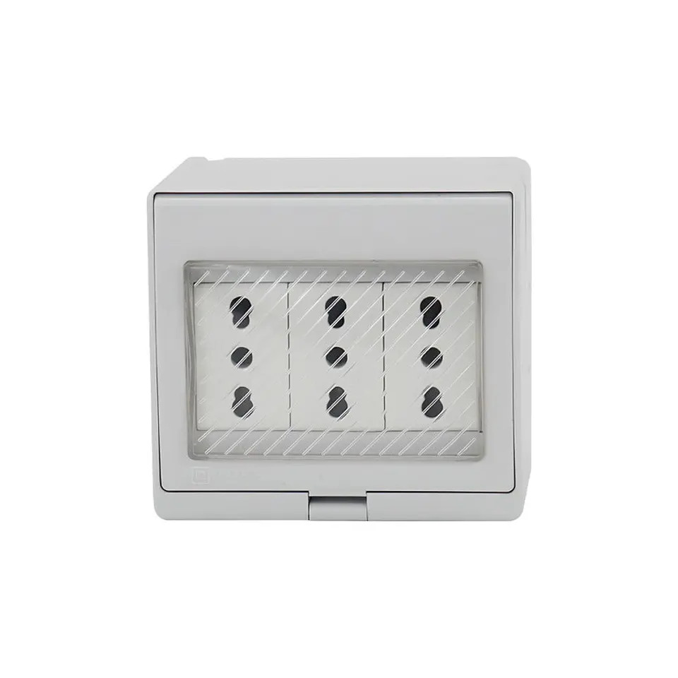 Tomacorriente Triple 10/16a Hydrobox Exterior Ip55 250v Sec 2