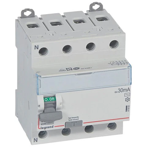Interruptor diferencial DX³-ID de alta llegada y arranque de tornillo bajo - 4P 400Vac 80A tipo AC 30mA - 4 módulos