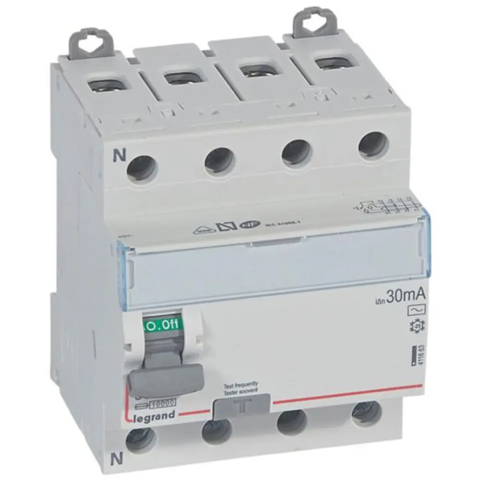 Interruptor diferencial DX³-ID de alta llegada y arranque de tornillo bajo - 4P 400Vac 80A tipo AC 30mA - 4 módulos 1