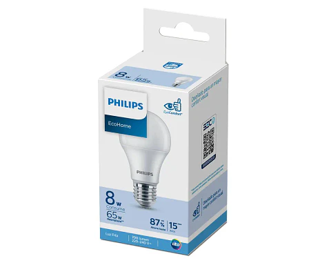 Ampolleta led 8W E27 luz fría EcoHome