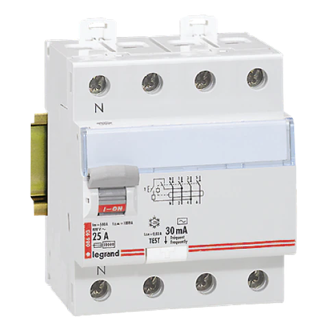 Interruptor diferencial trifásico 4 polos, 25 A, tipo AC, 30 mA