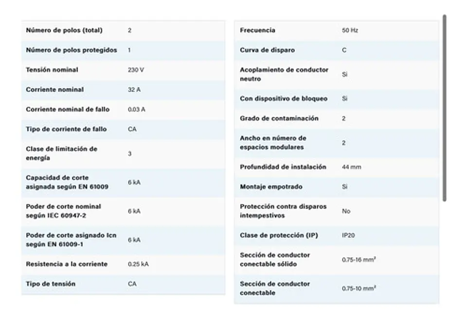 Diferencial 2x32a (30 Ma) Legrand  2