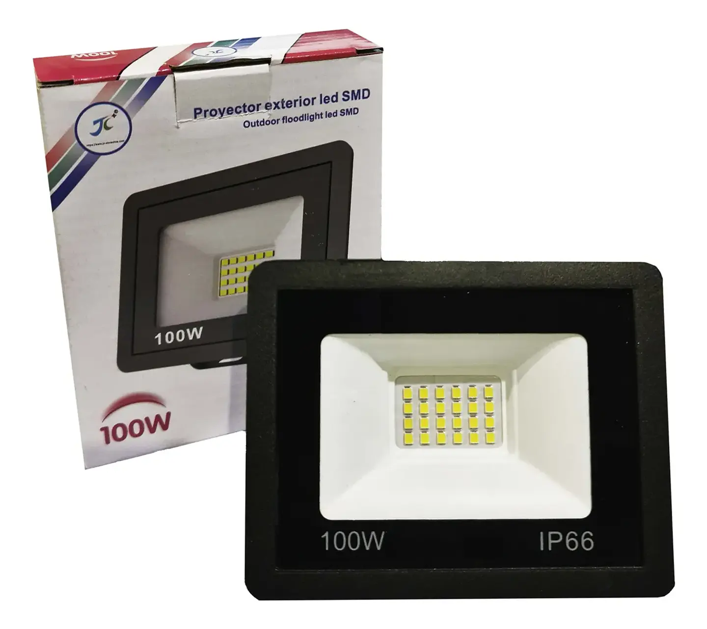 Foco Proyector Plano Led Reflector Multiled 100w Exterior 1