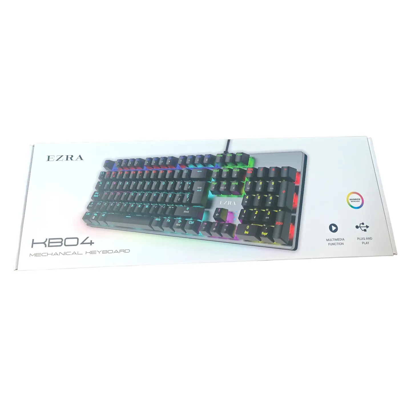 Teclado Mecánico Gamer Ezra KB04 — RGB Rainbow, Full Size, Con Cable 2
