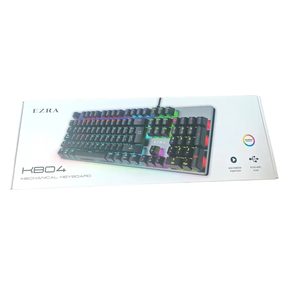 Teclado Mecánico Gamer Ezra KB04 — RGB Rainbow, Full Size, Con Cable 2
