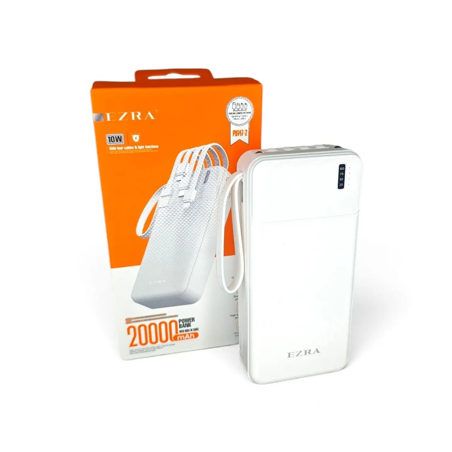 Power Bank Ezra PB147-2 20.000mAh con Cables Integrados 1