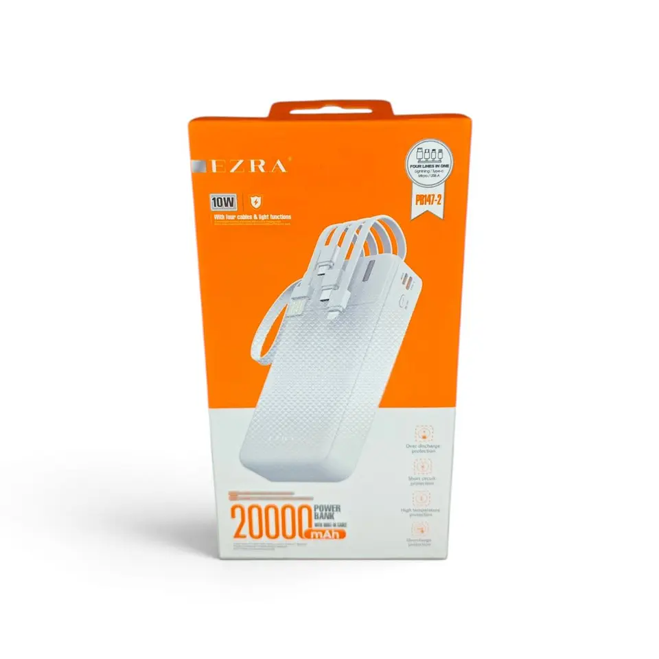Power Bank Ezra PB147-2 20.000mAh con Cables Integrados 3