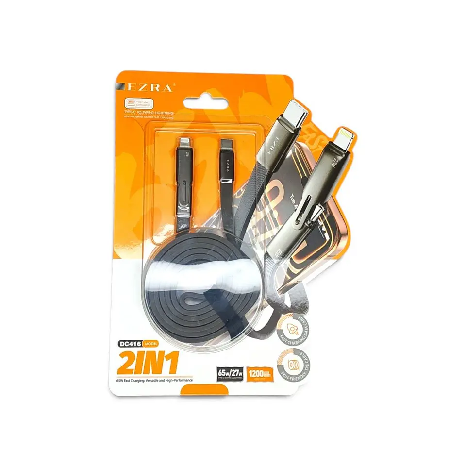 Cable 2 en 1 Ezra DC416 Tipo-C a Tipo-C/Lightning 65W 1