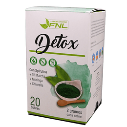Detox Espirulina+té Matcha+moringa+chlorella (20 Sobres)