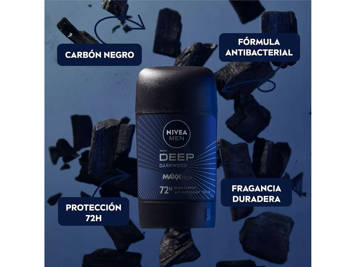 Desodorante Barra NIVEA FOR MEN Deep Black Carbon 2