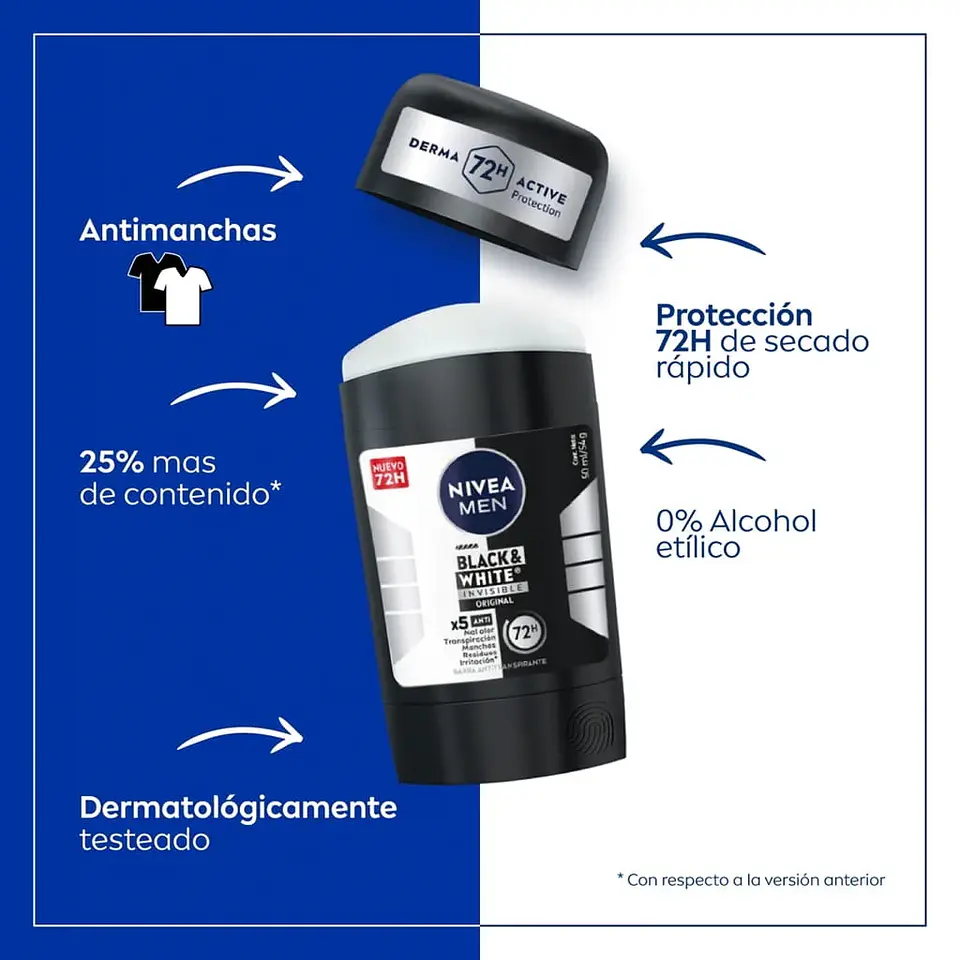 Desodorante Barra NIVEA FOR MEN Black & White Original 2