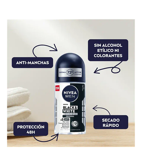 Desodorante Roll On NIVEA FOR MEN Black & White Original
