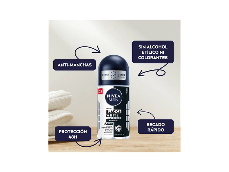 Desodorante Roll On NIVEA FOR MEN Black & White Original 2