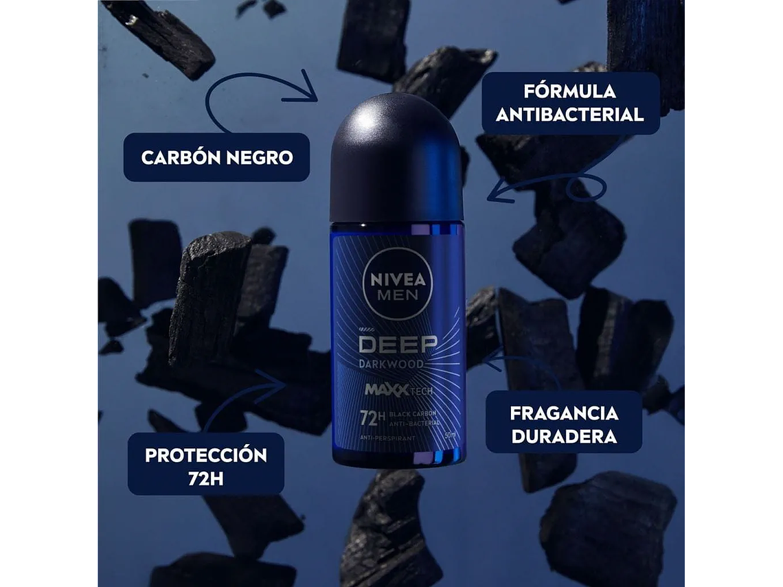 Desodorante Roll On NIVEA FOR MEN Deep Black Carbon 2